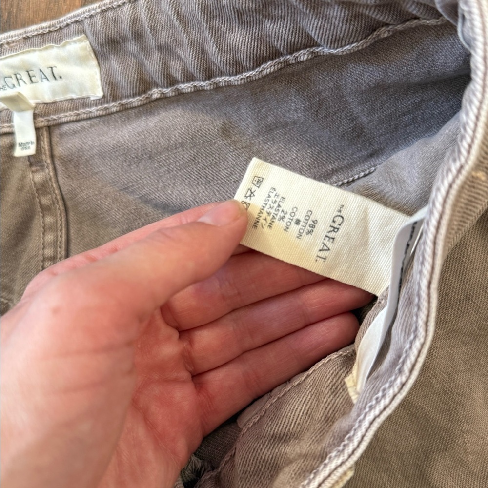 THE GREAT. the Rambler Cropped Beige Cotten stretch denim Straight Jeans | 26 - Picture 6 of 8